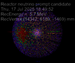 Ein von JUNO detektiertes Neutrino-Event Ein von JUNO detektiertes Neutrino-Event