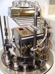 In the picture you see the electron beam gun under a substrate holder and a quartz lamp for substrate heating