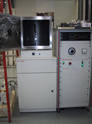 Edwards Auto 500 for coating with carbon with resistive heating On this picture you see an Edwards Auto 500 coating plant for coating with carbon by resistive heating of a carbon rod.