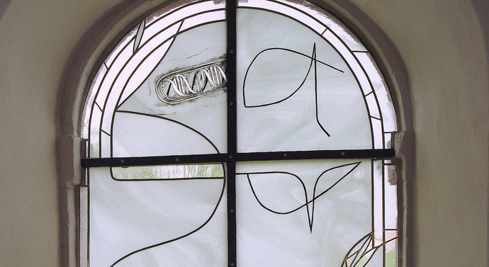 Window of the Protestant church in Wixhausen